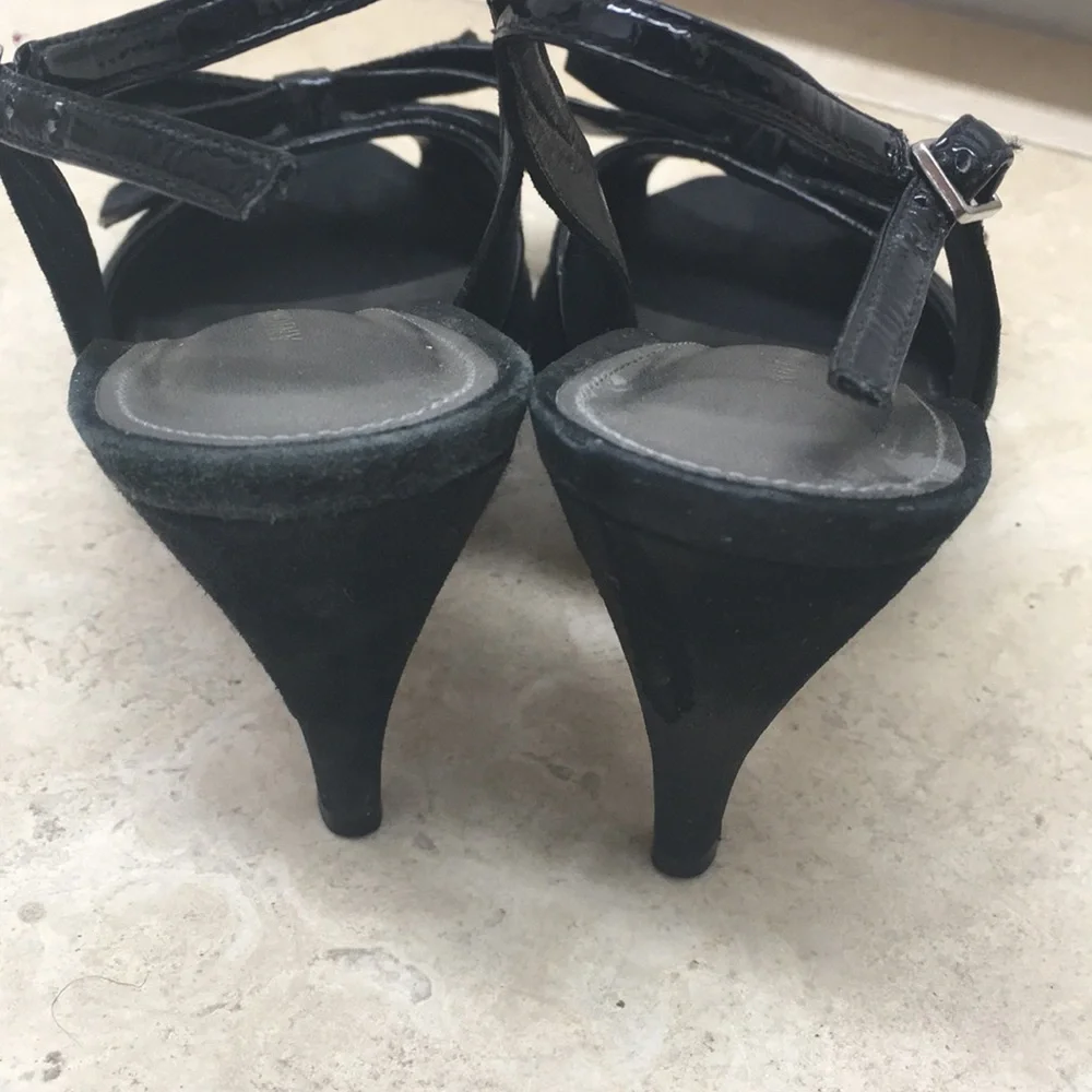 Antonio Melani Black Suede Healed Stiletto Sandal with Bows size 6.5, the go to - Picture 9 of 11